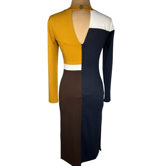 Anthropologie Hutch multicolor color block fitted sheath midi dress Size S - Picture 5 of 8
